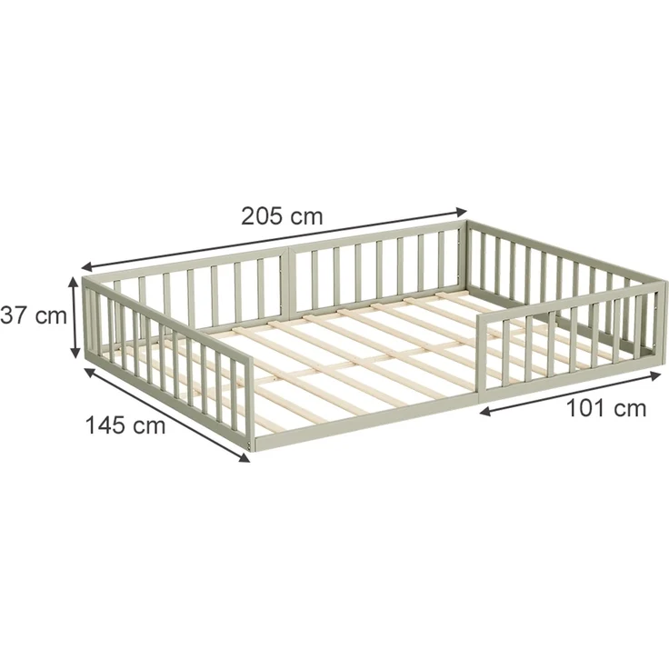 Bodenbett aus Metall Minno Greige 205 x 145 cm ohne Matratze Vitalispa – Bild 2