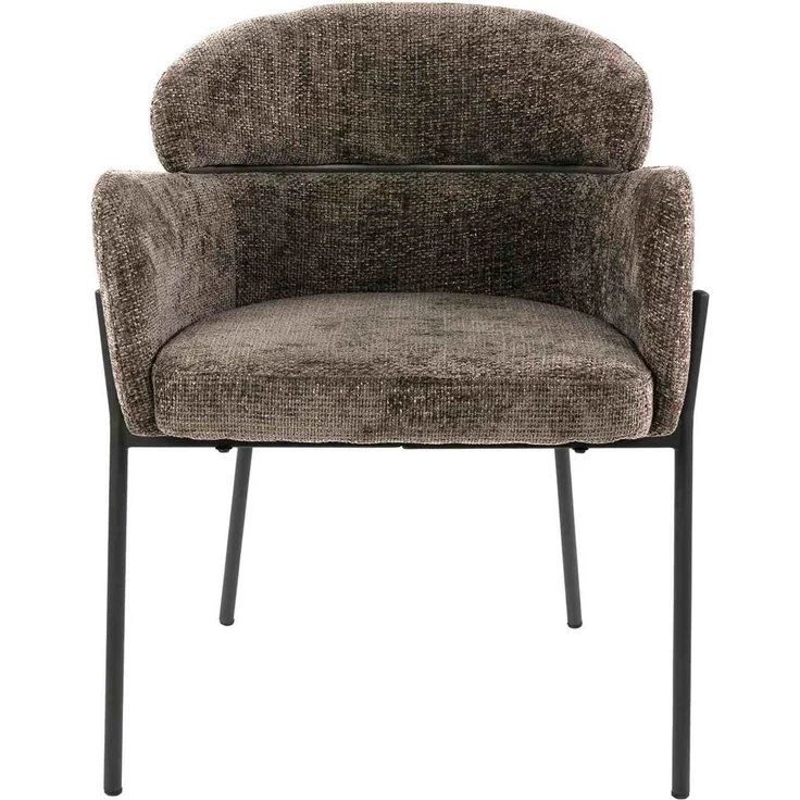 Armstuhl Vura 2er-Set mit Chenille-Bezug und Metallgestell, Taupe – Bild 4