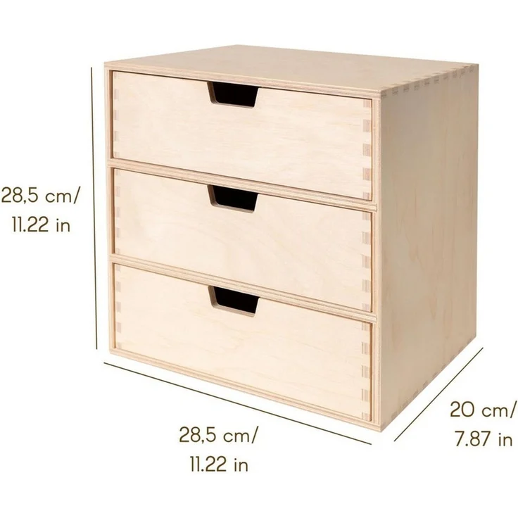 Creative Deco Schubladenbox Schubladenelement Mini-Kommode für Kleinigkeiten aus Birkensperrholz, (3-St) – Bild 3