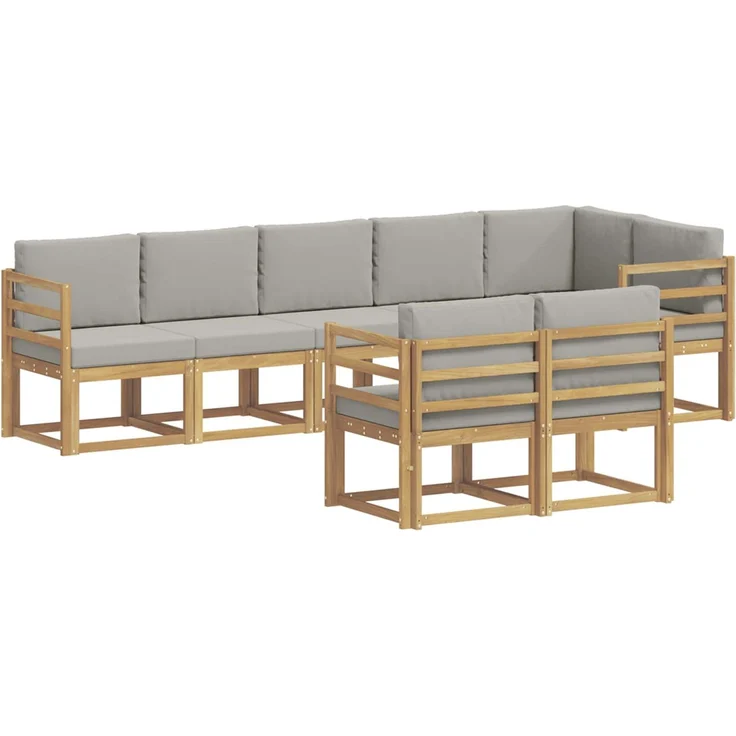vidaXL Outdoor-Sofagarnitur 8 stk. 8-Sitzer Weiß und Hellgrau 3387790 – Bild 2