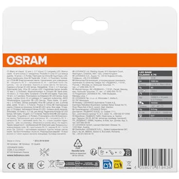 OSRAM LED-Lampe E27 Classic A 10W, matt, 2.700K, 3er Pack, nicht dimmbar – Bild 3