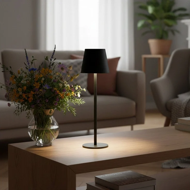 Coen Bakker Deco BV LED Tischleuchte Touch Tischlampe Dimmbar Akku IP44 Glatt Groß, Touch-Funktion, LED fest verbaut, Warmweiß, Kaltweiß, Tageslichtweiß
