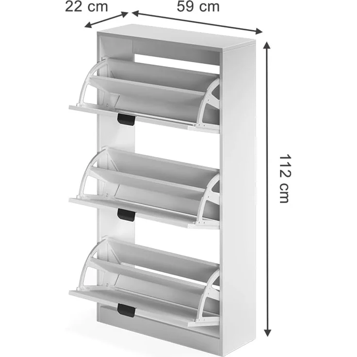 Schuhkipper Gizmo Weiß 59 x 112 cm mit 3 Fächern Vicco – Bild 3