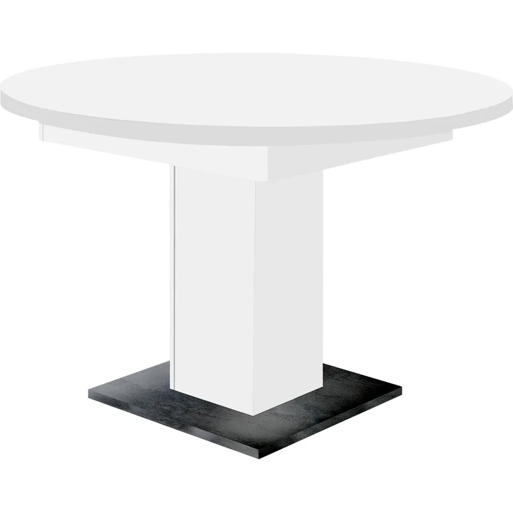 Kulissentisch >Judd< rund ausziehbar bis 144cm, weiss / schwarzstahl - 104/144x76 (D/BxH) – Bild 4