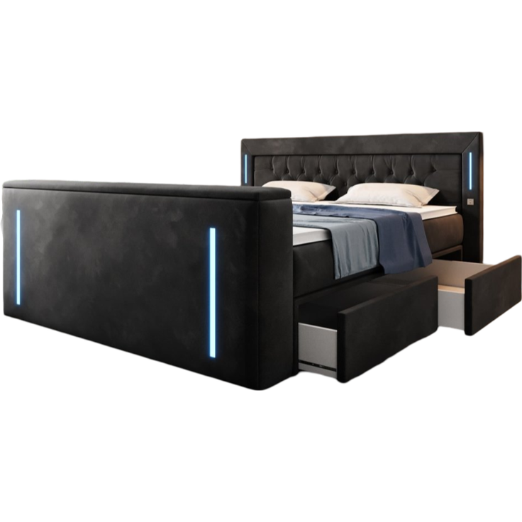 Luxusbetten24 Boxspringbett Divaneo, mit TV Lift und Stauraum (2 Schubladen)