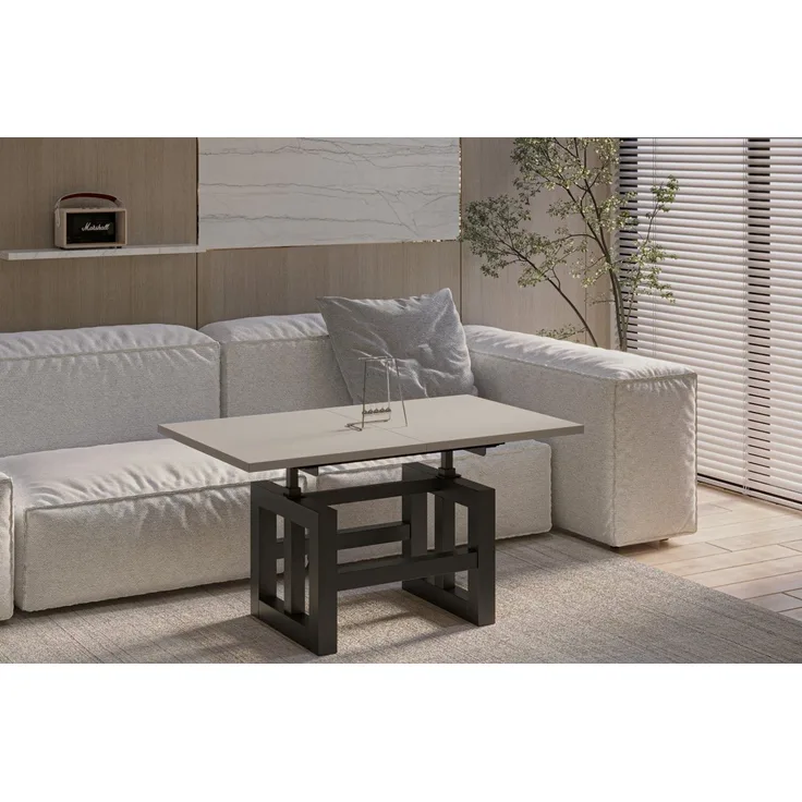 Endo-Moebel Couchtisch Couchtisch Lili - ausziehbar 110-170cm und höhenverstellbar Doppellift, Metall, Couch- & Esstisch, Funktionstisch, modern Design, umwandelbar
