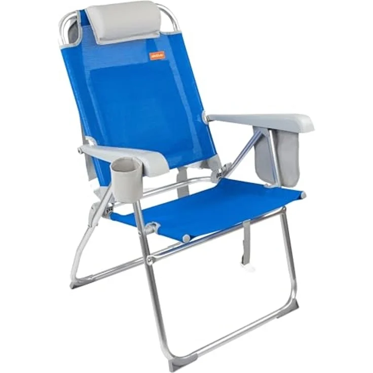 AKTIVE 62631 Strandstuhl, zusammenklappbar, sehr robust, tragbarer Klappstuhl, 47 x 63 x 99 cm, inkl. Kissen, Gittertasche und Seitentasche, Strandstühle – Bild 4