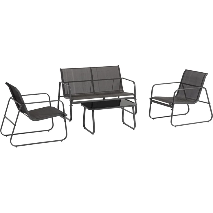 Garten-Set Gonzalo Metall und Textilene, modern und robust, anthrazit, 4-teilig für 3–4 Personen – Bild 1