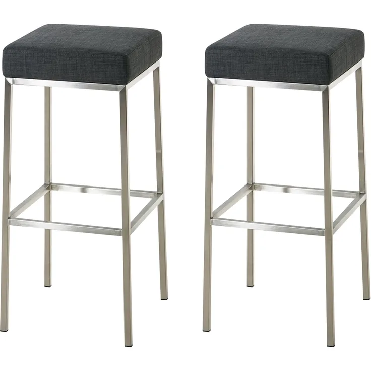 2er Set Barhocker BIDAN - Stoff Dunkelgrau 37x37x85 cm | Barstuhl Mit Lehne Tresenhocker Tresenstuhl Kneipenhocker Kneipenstuhl