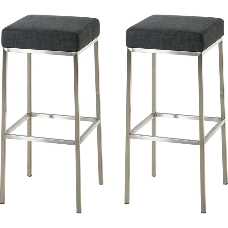 2er Set Barhocker BIDAN - Stoff Dunkelgrau 37x37x85 cm | Barstuhl Mit Lehne Tresenhocker Tresenstuhl Kneipenhocker Kneipenstuhl – Bild 1
