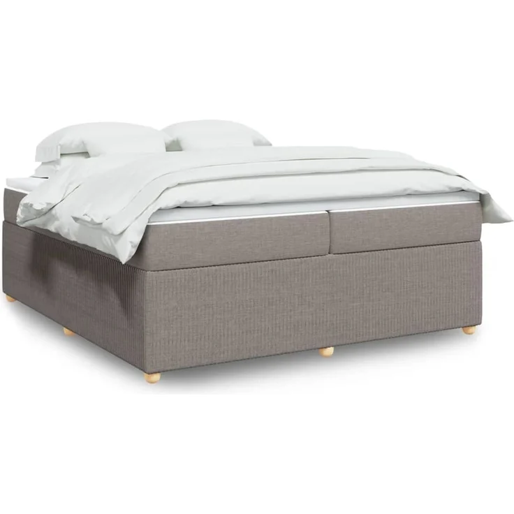 vidaXL Boxspringbett mit Matratze Taupe 200x200 cm Stoff 3285599 – Bild 1