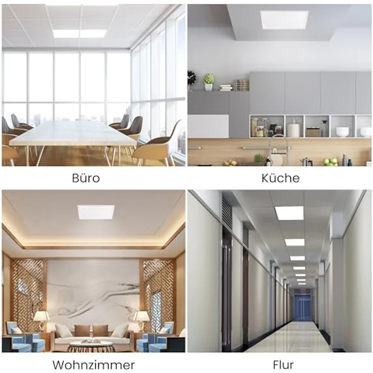 ENOVALITE LED Panel 62x62 cm, 36W, 4000K Neutralweiß, 4320lm, UGR19 blendfrei, flache Deckenleuchte für Rasterdecke, inkl. 230V Marken-Netzteil – Bild 5