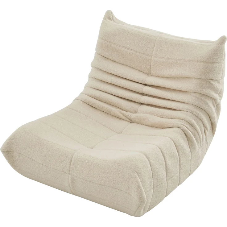 Lounge-Sofa aus Teddy-Velours mit hochdichter Polsterung, ergonomisch, 110x85x79 cm, Beige – Bild 8