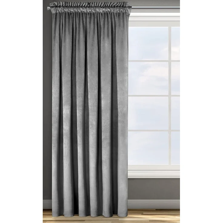Samtvorhang Velours Vorhänge zum Wohnzimmer Prachtvoll Elegant stahl 135x300 cm Kräuselband