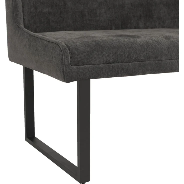 Eckbank HWC-O81, Esszimmerbank Bank, Öko-Tex (310g/m²) Chenille Stoff/Textil Metall 159x210cm ~ dunkelgrau – Bild 6