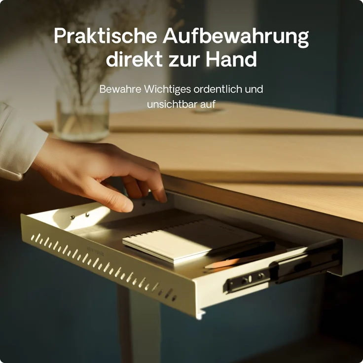 Schubladen-Organizer unter dem Schreibtisch, 41 x 27 x 5 cm, Hochwertiger Stahl, Ausziehbarer Platzsparer Weiß – Bild 2