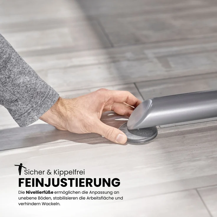 bümö höhenverstellbarer Schreibtisch Z-Serie 200x80 cm in grau, Gestell in Graphit - großer PC Tisch für's Büro manuell höhenverstellbar, Computertisch verstellbar, ZS-20-5-G – Bild 4