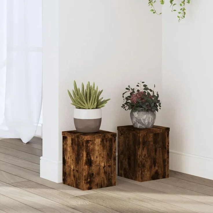 vidaXL Pflanzenständer 2 Stk. Räuchereiche 15x15x20 cm Holzwerkstoff 852892 – Bild 1