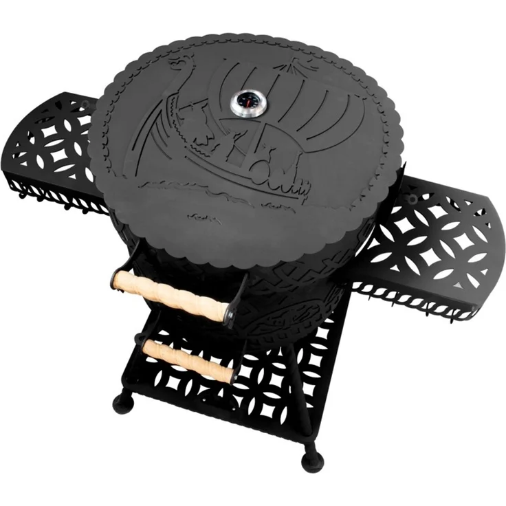 Holzkohlegrill Drakkar mit Gussrost Ø 54,5 cm – Robuster Rundgrill im Wiking-Stil – Bild 8