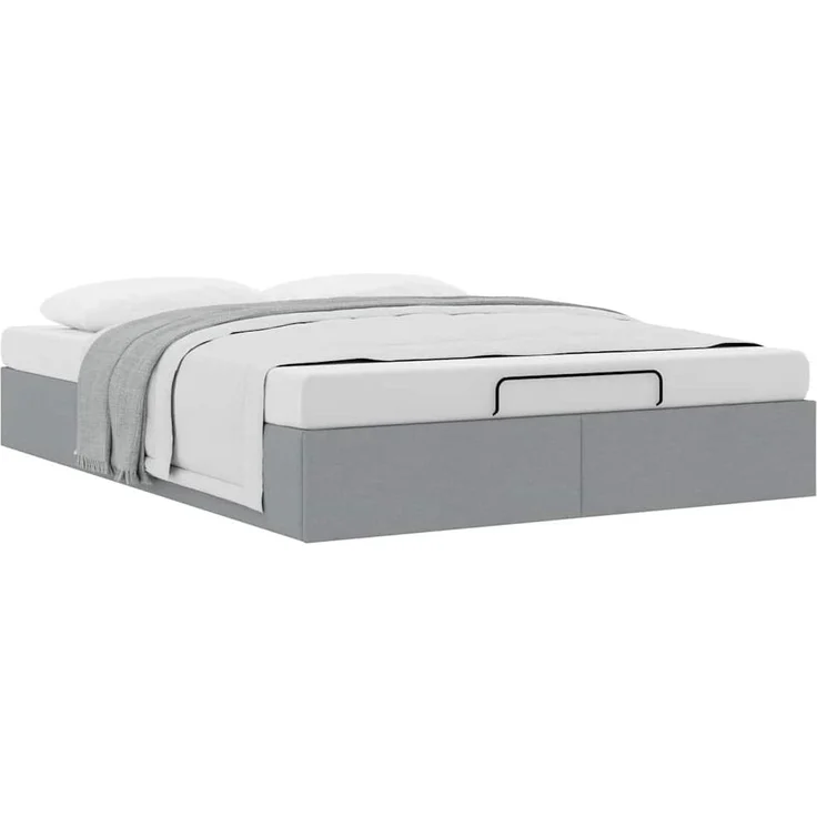 vidaXL Ottoman-Bett ohne Matratze Hellgrau 140x200 cm Stoff 3310882 – Bild 1