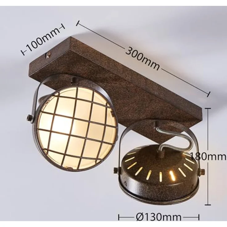 Lindby Strahler Tamin, 2-flammige Deckenlampe im Vintage-Industriestil aus braunem Metall, G9 Fassung – Bild 3