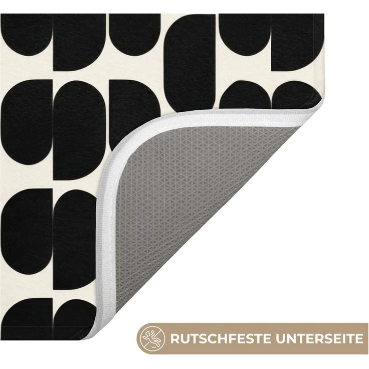 OnlyWow Badematte Modern - Gemustert - Schwarz, Höhe 10 mm, Polyester, Rechteckig, Badezimmerteppich, Badteppich, Rutschfest, Badvorleger, Waschbar – Bild 3
