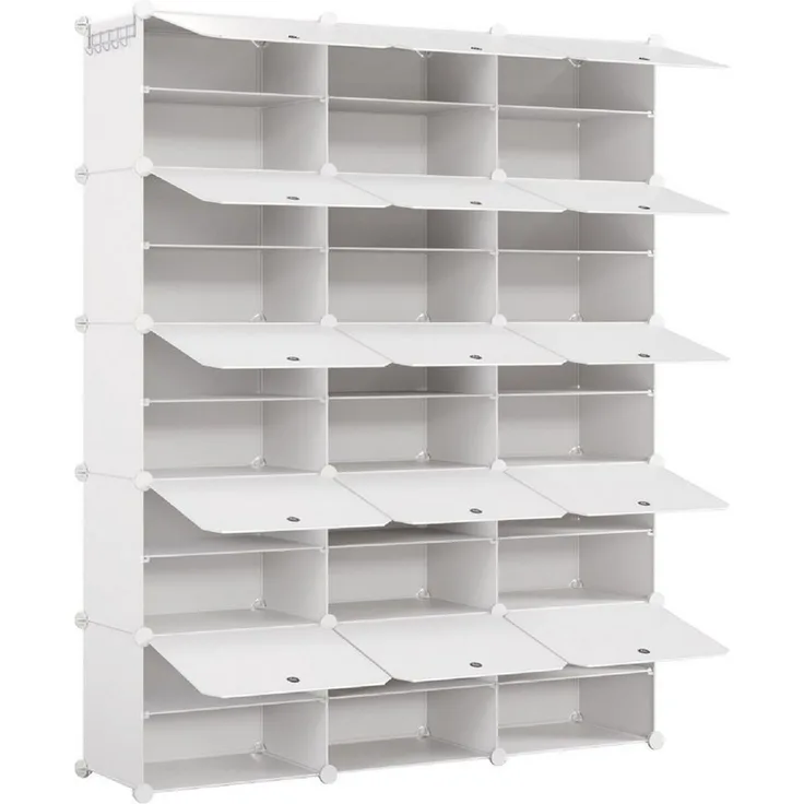 Mondeer Schuhregal Schuhschrank, Kunststoff-Schuhschrank mit Tür, Platzsparend, für 30-60 Paar Schuhe