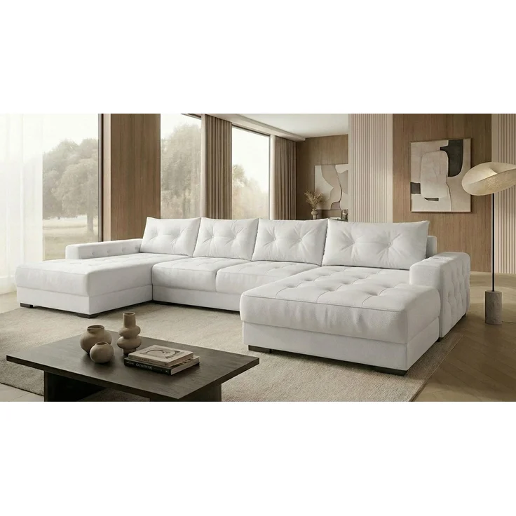Ecksofa MODENA 320 cm x 185 cm – Stoff: ECO CAYENCE Weiss 1111 Farbe: Weiß – Bild 2