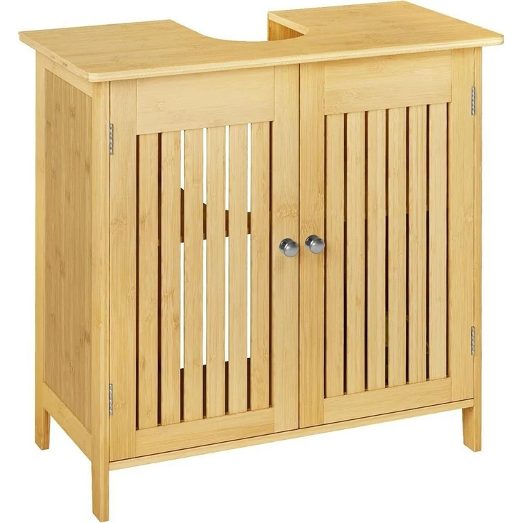 EUGAD Waschbeckenunterschrank (1-St) aus Bambus, Verstellbarer Einlegeboden, 60x60x30cm – Bild 1