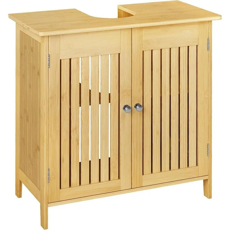 EUGAD Waschbeckenunterschrank (1-St) aus Bambus, Verstellbarer Einlegeboden, 60x60x30cm