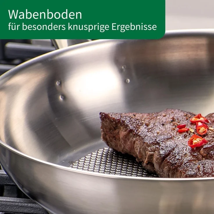 Chefkoch trifft Fackelmann Pfannen-Set 2er-Set Edelstahl Ø 28 & 24cm, Induktionsgeeignet, Spülmaschinenfest – Bild 6