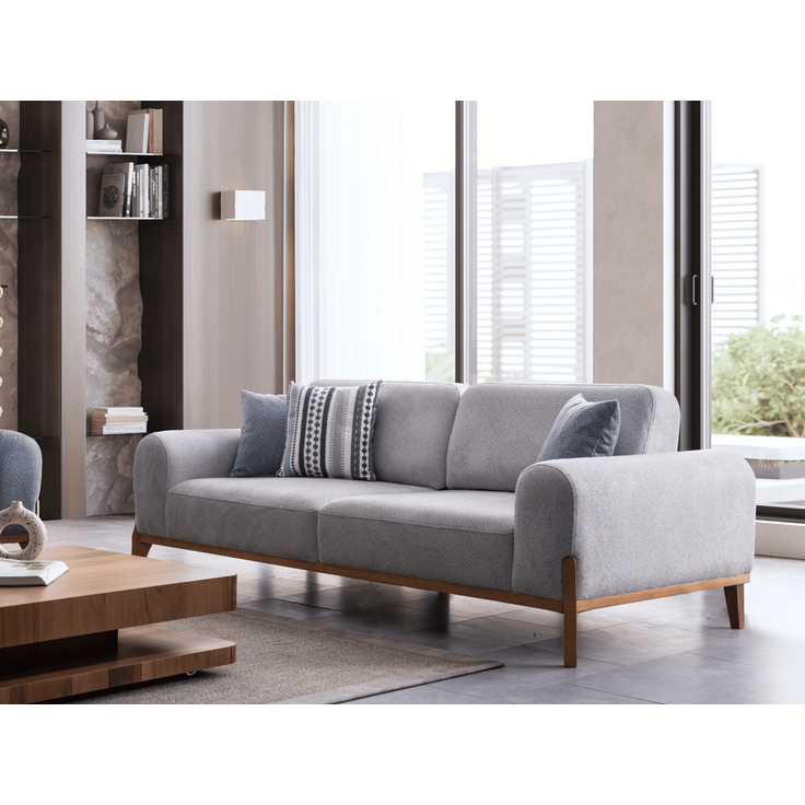 Sitzgruppe/Sofa Set - Wohnzimmergarnitur "Bluebell" 3+3+1+1-Hellblau/Grau – Bild 3