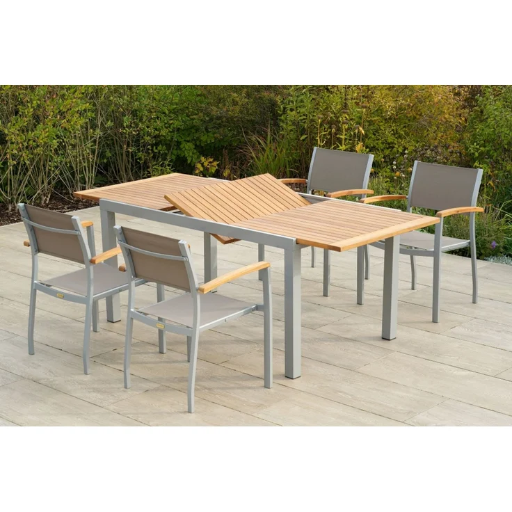 Naxos Set 5tlg, 4 Stapelsessel, Ausziehtisch 150 (200) x 90 cm – Bild 2
