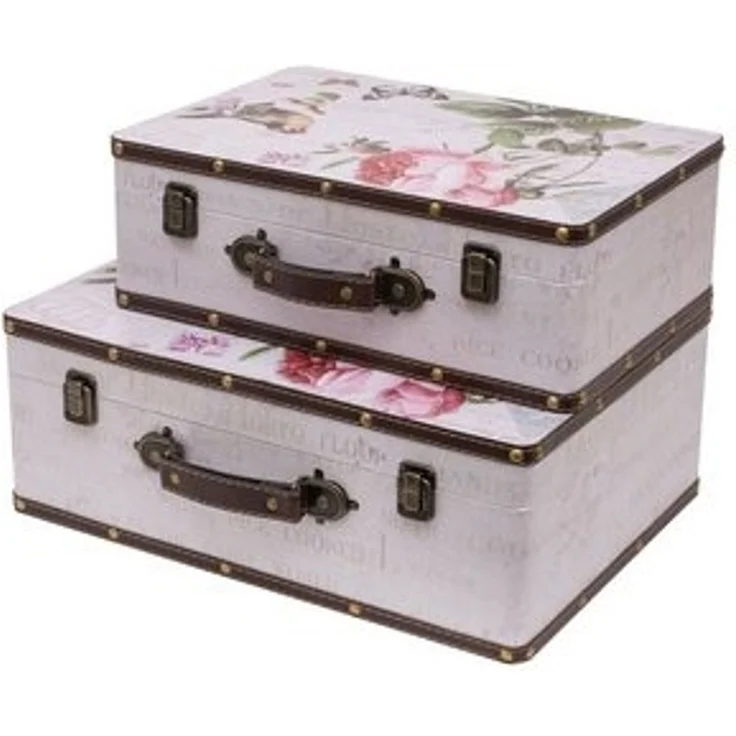 HMF Aufbewahrungsbox Handgefertigter Vintage Koffer aus Holz, Deko Koffer (2 St, versch. Größen), Geschenkkoffer im Rosen Design – Bild 6