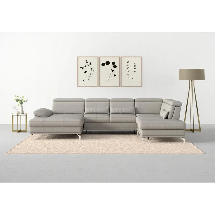 sit&more Wohnlandschaft Cabrio U-Form, B: 359 cm, mit Sitztiefen-, Arm- & Kopfteilverstellung, 3 Nierenkissen, Federkern, optional Bettfunktion und Stauraum – Bild 1