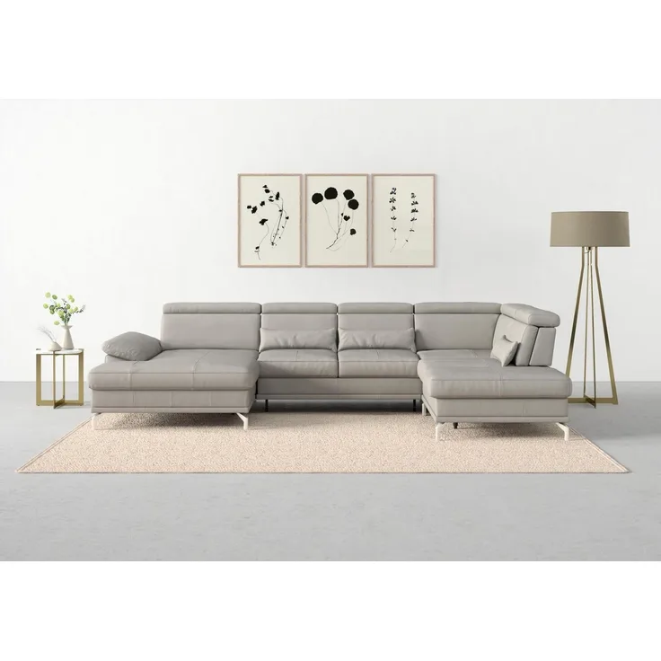 sit&more Wohnlandschaft Cabrio U-Form, B: 359 cm, mit Sitztiefen-, Arm- & Kopfteilverstellung, 3 Nierenkissen, Federkern, optional Bettfunktion und Stauraum