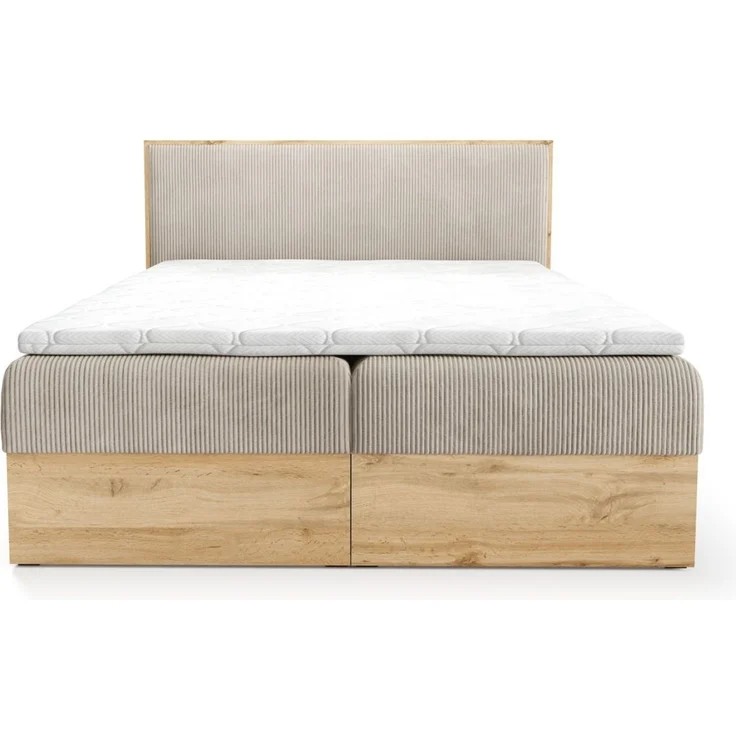 Boxspringbett Schlafzimmerbett ROLAND 120x200cm in Stoff Lincoln Honiggelb – Bild 3
