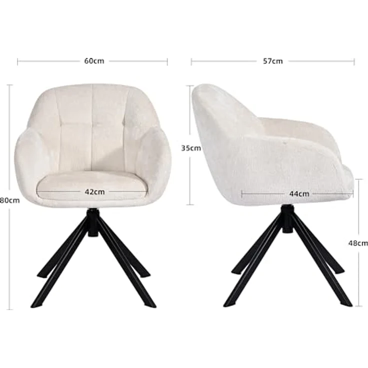 Duhome Loungesessel, Armlehnstuhl aus Chenille-Stoff, Schminktisch Stuhl 360° drehbar – Bild 4