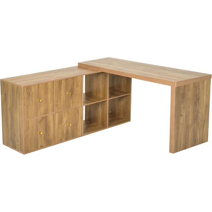 Schreibtisch mit drehbarer Arbeitsplatte, 120x48x78 cm, Sideboard 140x35x74 cm, Eichenoptik – Bild 7