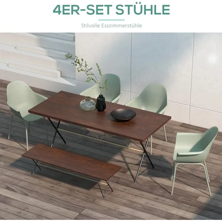 Outsunny Gartenstuhl Terrassenstühle mit Rückenlehne und Armlehne, Essstuhl für Garten (Balkonstühle, 4 St), bis 120 kg belastbar – Bild 5