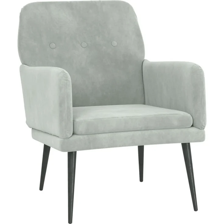 Sessel wohnzimmer, Relaxsessel Hellgrau 62x79x79 cm Samt – Bild 2