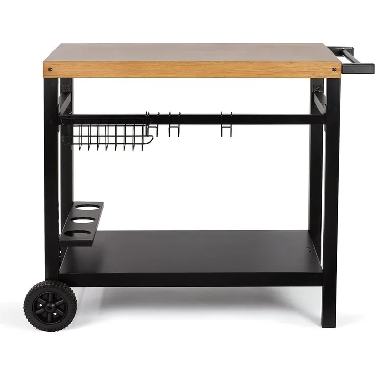 Servierwagen für Plancha schwarz/Holz - gs131