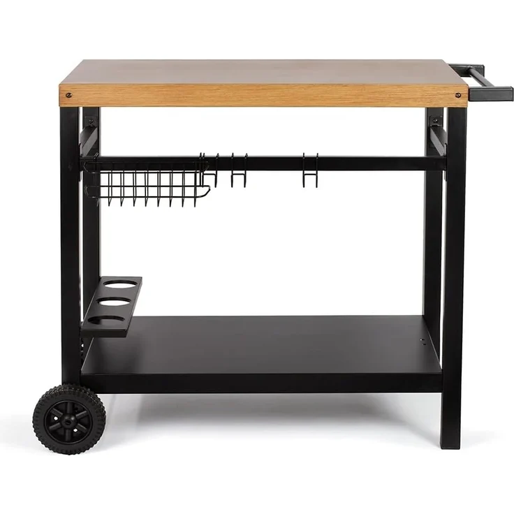 Servierwagen für Plancha schwarz/Holz - gs131 – Bild 1