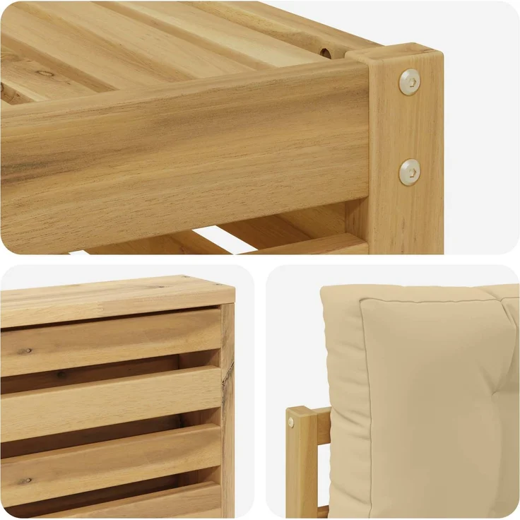 vidaXL Outdoor-Sofagarnitur 5 stk. 4-Sitzer Weiß und Beige Polyester 3390453 – Bild 6