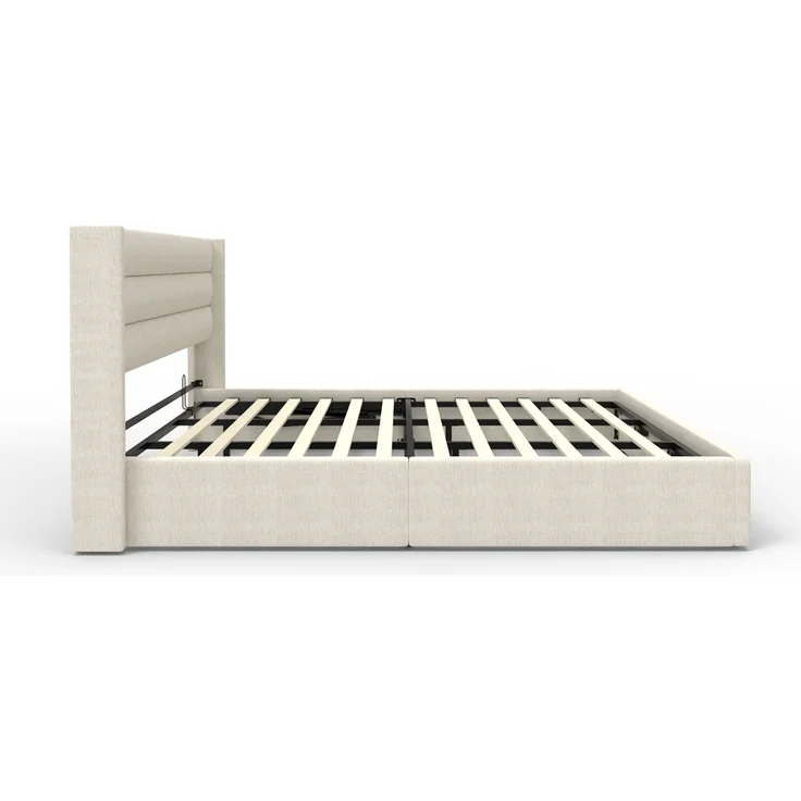 HOME DELUXE LED Bett SORINA inkl. Matratze Beige - 160 x 200 cm – Bild 9