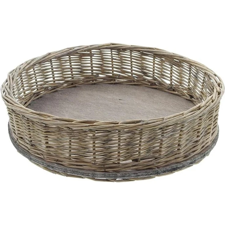 Tablettkorb aus Weide im Shabby Look, grau, rund, Serviertablett, Dekotablett, Obstkorb, Weidenkorb – Bild 1