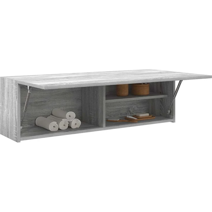 vidaXL Bad-Wandschrank Grau Sonoma 100x25x30 cm Holzwerkstoff 860099 – Bild 1