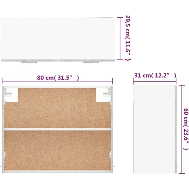 vidaXL Hängeschrank, Wandschrank für Küche, Küchenschrank mit viel Stauraum, Schwebeschrank Schrank Küchenmöbel, Grau Sonoma Holzwerkstoff – Bild 3