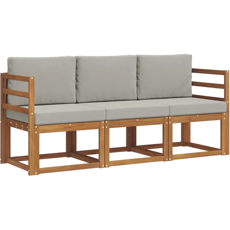 vidaXL Outdoor-Sofagarnitur 3 stk. 3-Sitzer Natur und Hellgrau 3365924 – Bild 2