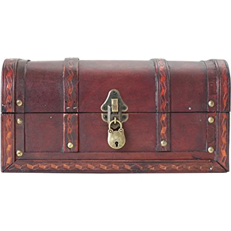 HMF Schatzkiste Schatztruhe aus Holz mit Metallschloss, dekorative Holztruhe 30 x 20 x 15 cm, Spanien – Bild 5